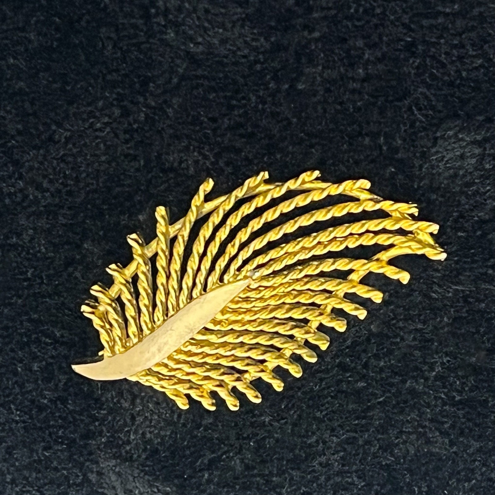 Gold Leaf Coat Pin or Brooch Signed - 60’s - Vintage