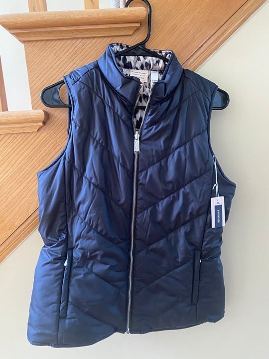 NWT Tommy Bahama Navy Cheetah Reversible Women's Vest, Size S