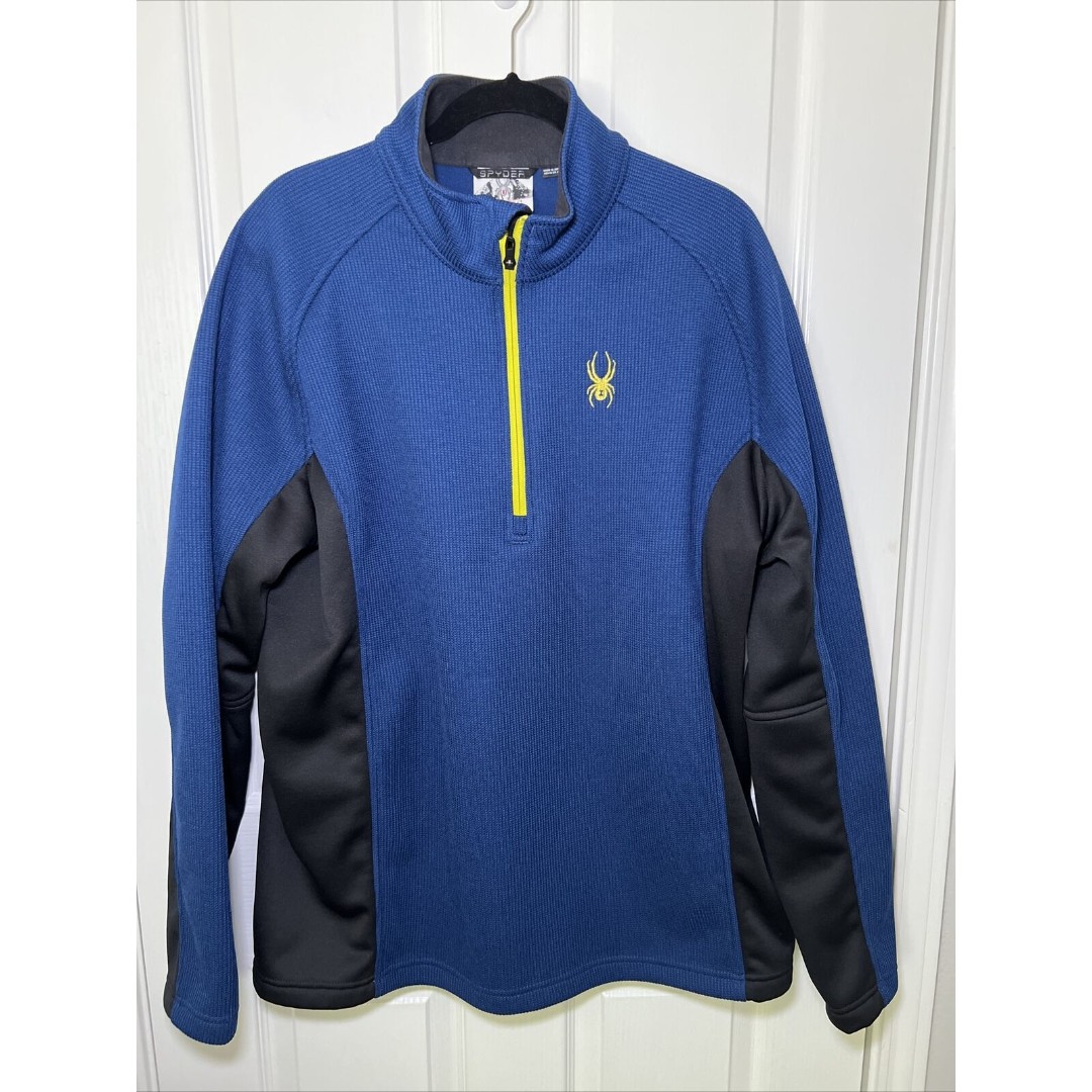 Spyder Quarter Zip Pullover Fleece Jacket Men’s XXL Blue Black