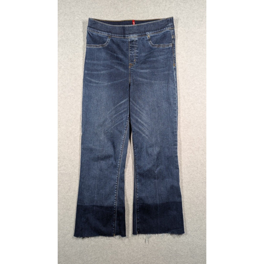 Spanx Women Pants Large Cropped Flare High Rise Pull On Unlined Raw Hem Stretch