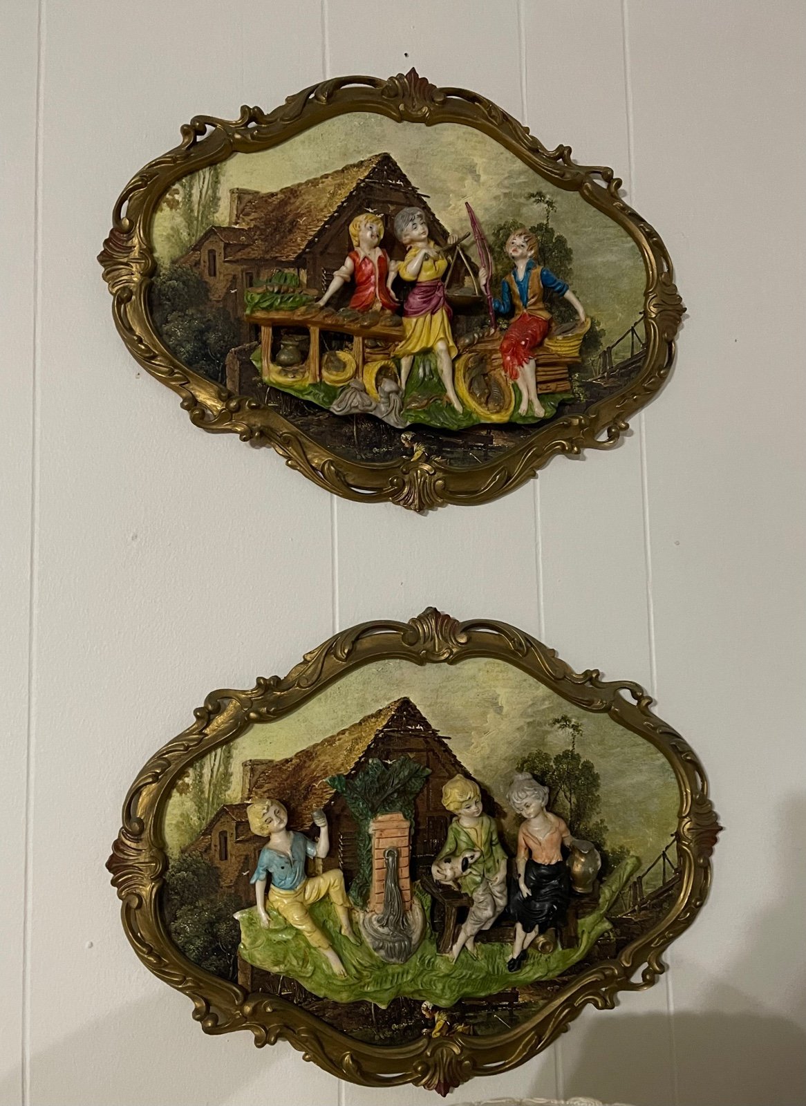 Vintage shops 3 3D Italian Empire Art Oval Wall Plaques
