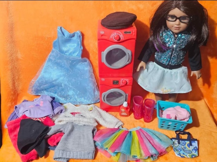 American Girl Doll + Laundry Room & Clothes Bundle