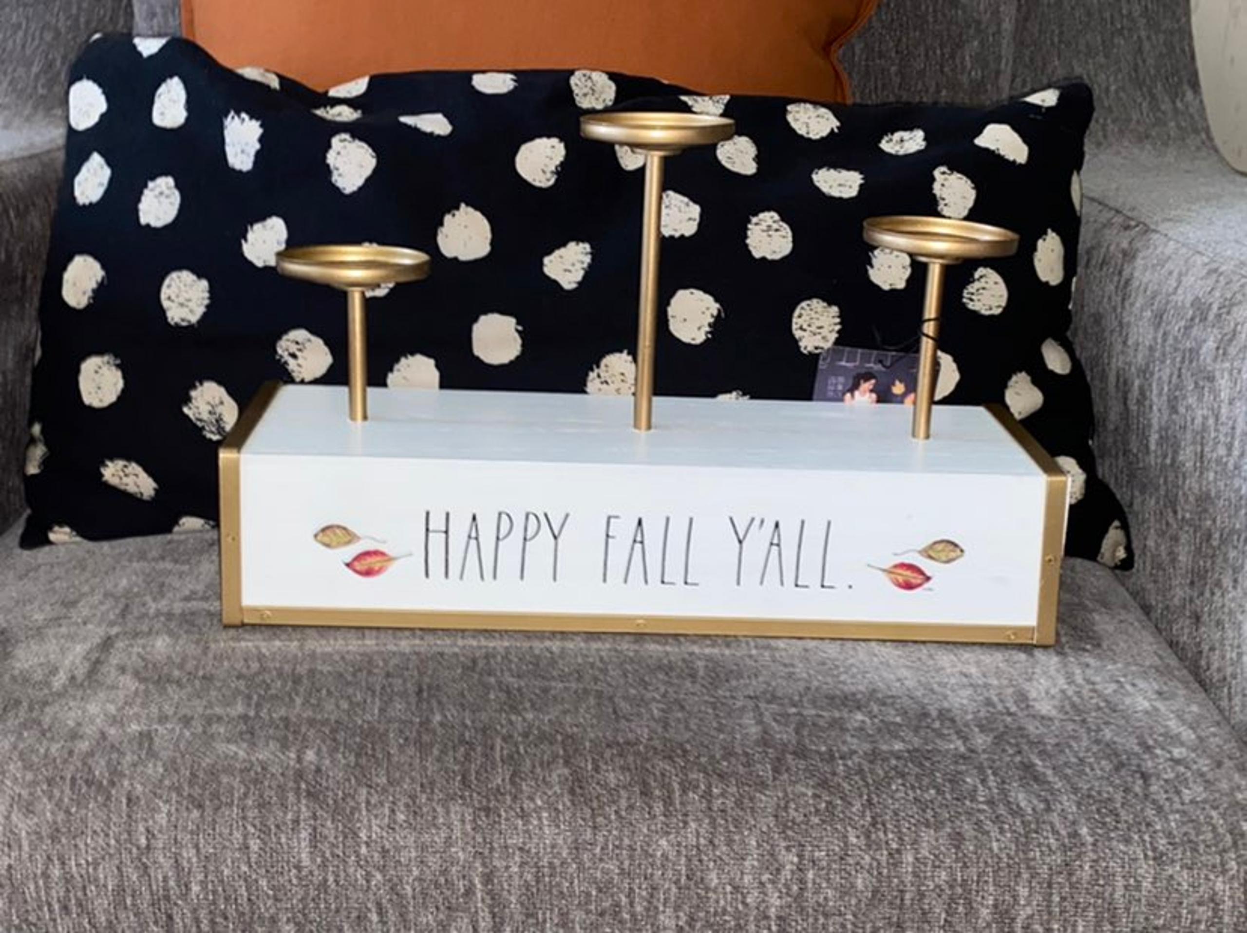 Rae Dunn "Happy Fall Yall" Candle Holder