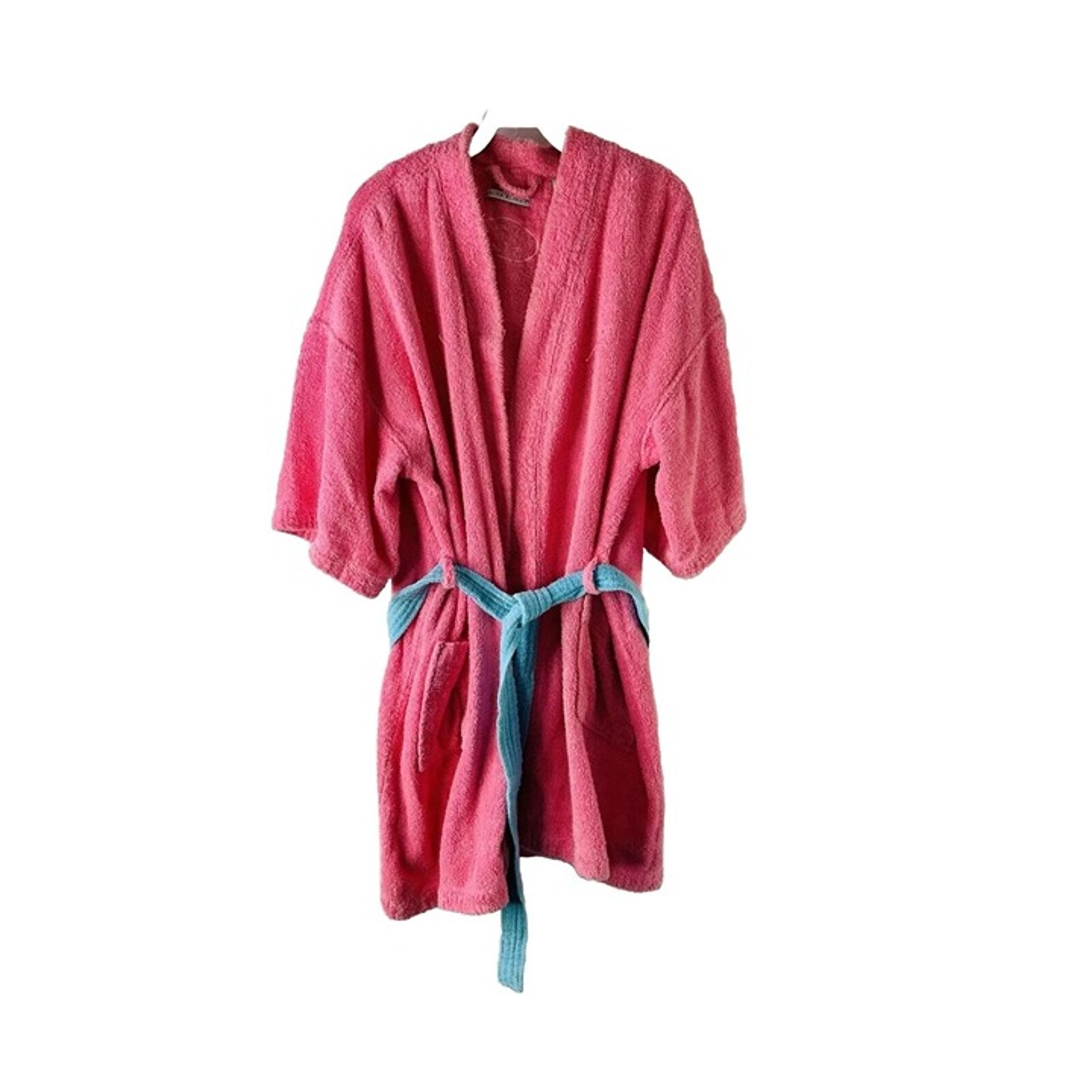 VTG 90s Laura Ashley Womens Large Color Block Terry Cloth Belted Bath Robe
