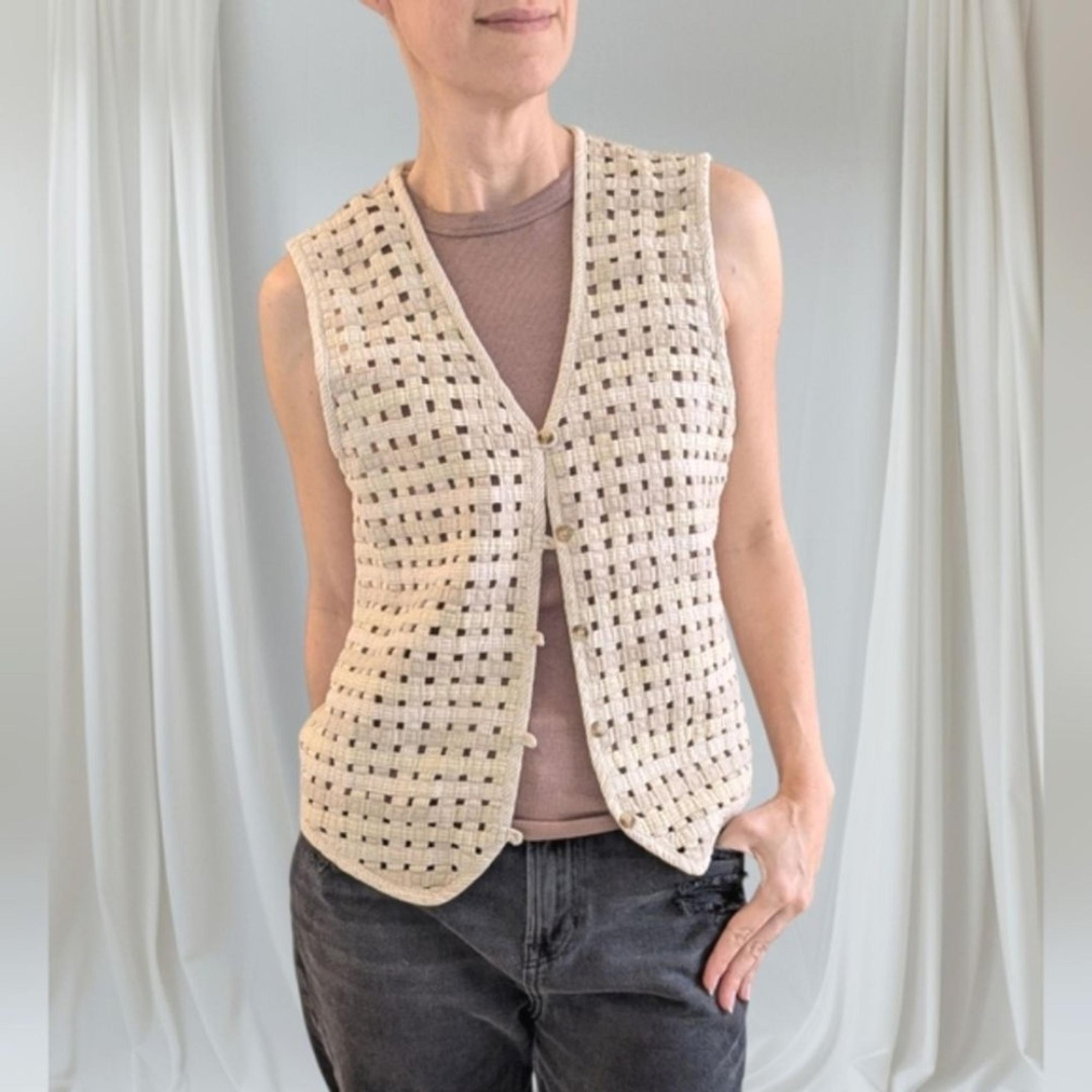 Cottagecore Women's Lattice Vest Cream Medium - Van Heusen