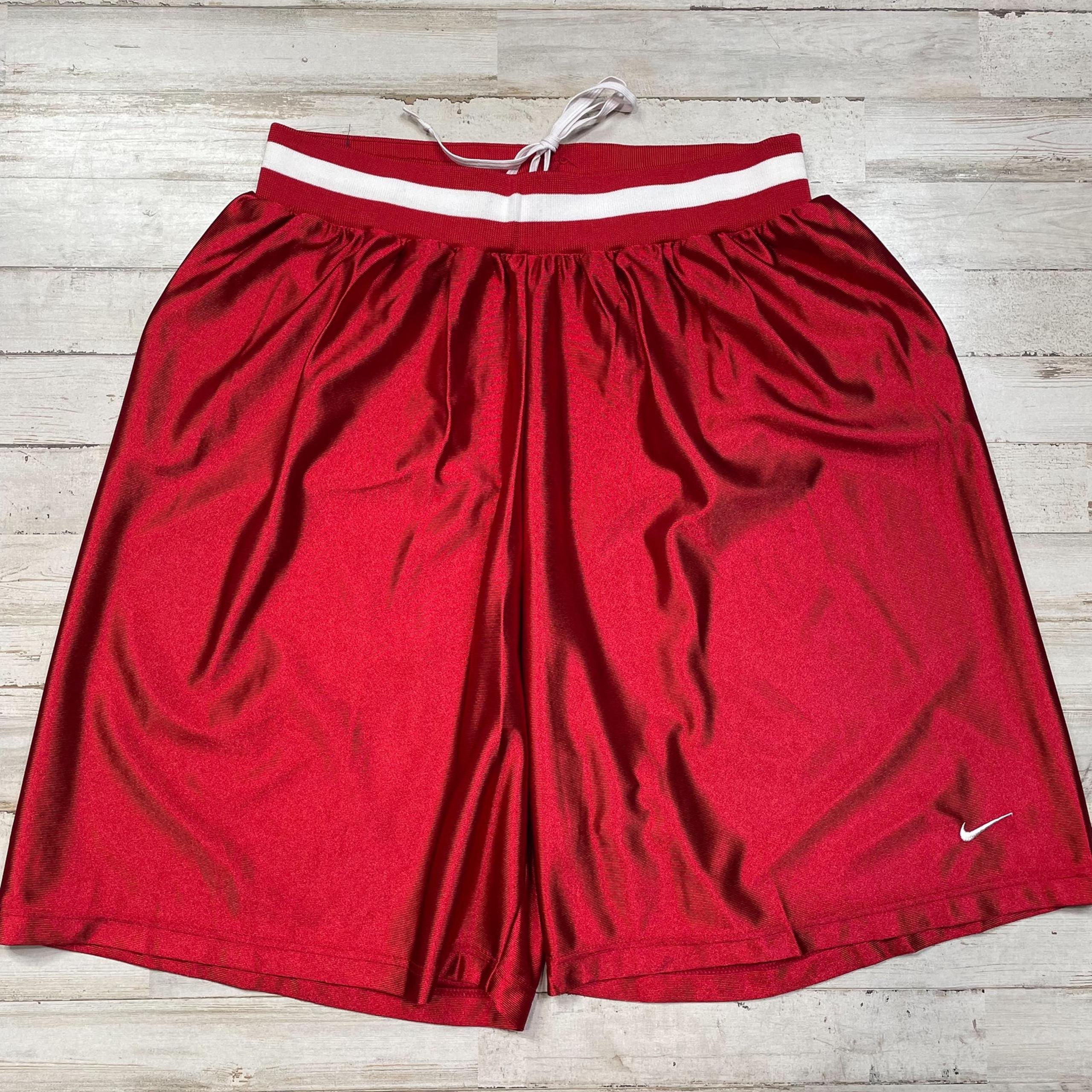 NIKE Womens Red Shorts Active Sport 100% Poly Shiny Made in USA SZ XL C102026