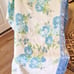 Vintage White Floral Blue Satin Edge Throw Blanket Made In USA Acrylic Apx 70x69