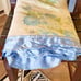 Vintage White Floral Blue Satin Edge Throw Blanket Made In USA Acrylic Apx 70x69