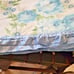 Vintage White Floral Blue Satin Edge Throw Blanket Made In USA Acrylic Apx 70x69