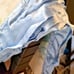 Vintage White Floral Blue Satin Edge Throw Blanket Made In USA Acrylic Apx 70x69