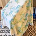 Vintage White Floral Blue Satin Edge Throw Blanket Made In USA Acrylic Apx 70x69