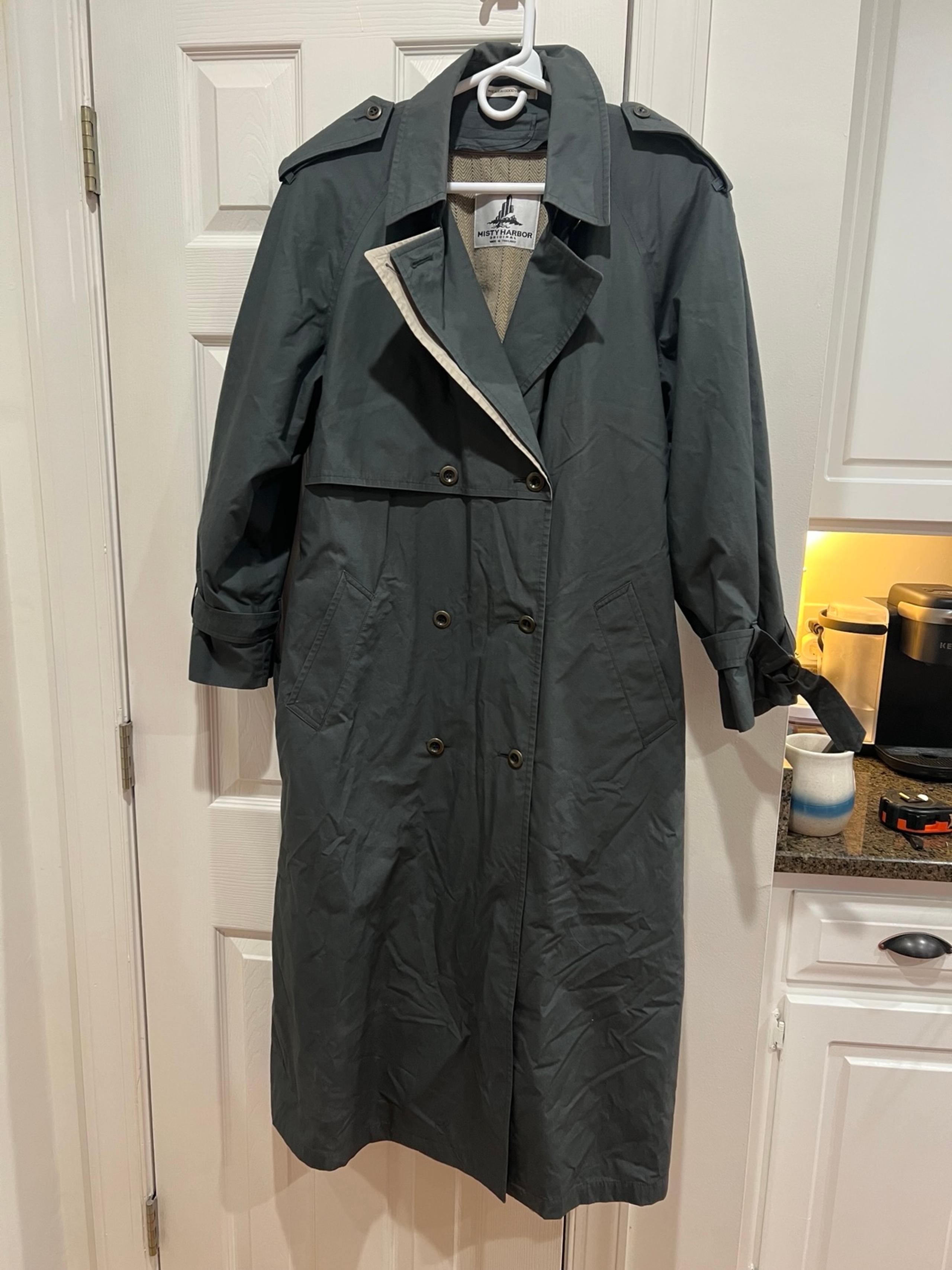Women’s Misty HARBOR Trench Coat Dark Khaki Size 12 regular.