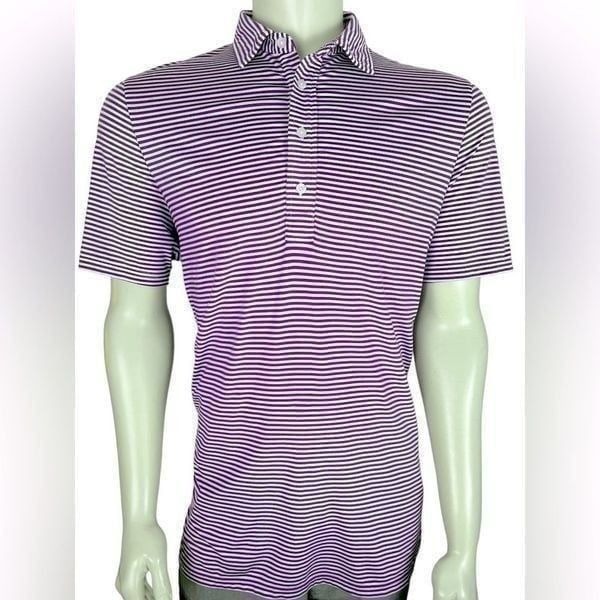 RLX Short Sleeved Golf Polo Excellent Condition Purple/White Striped Size Med