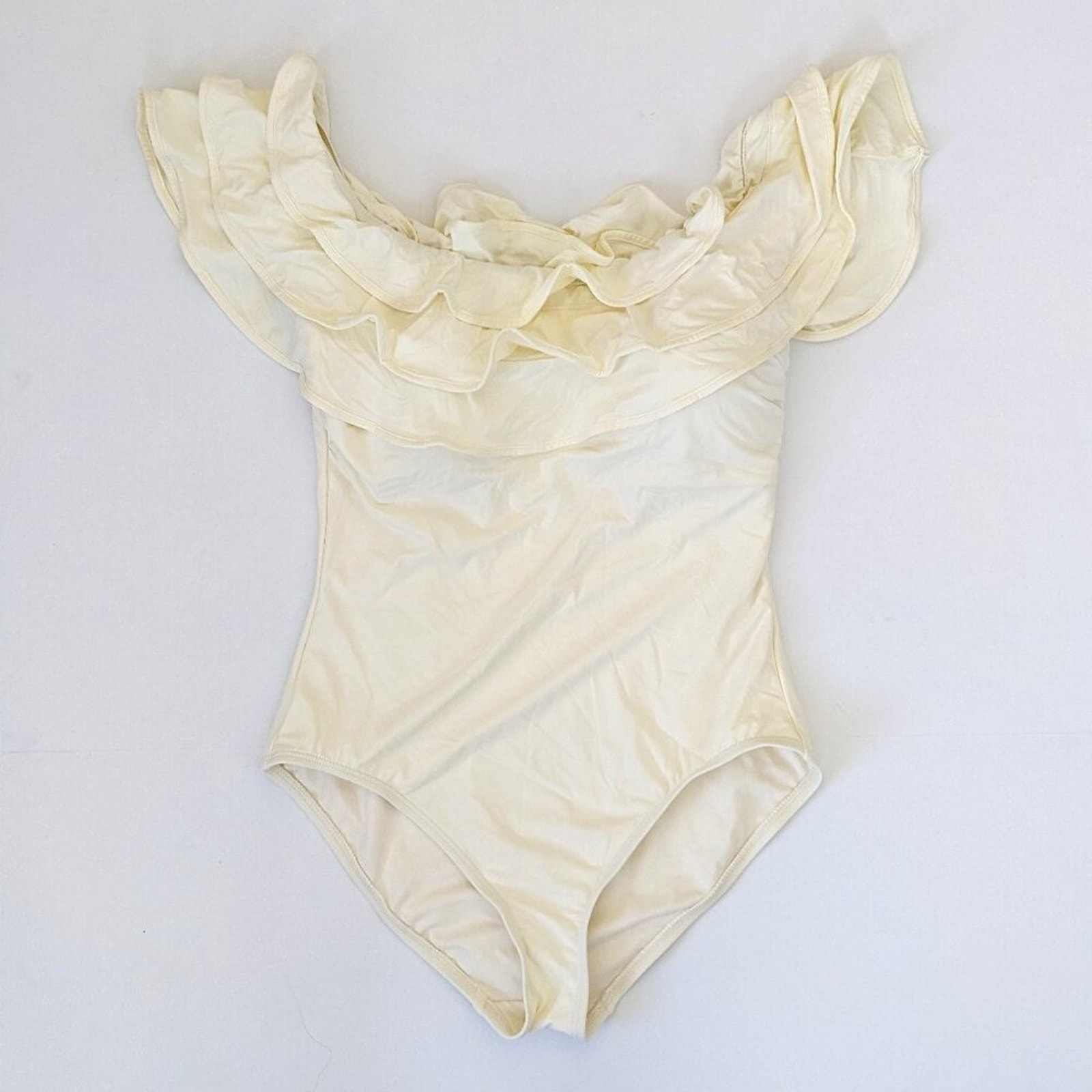 Kate Spade NY Palm Beach Ruffle One-Piece Swimsuit, Ivory, Women's XL