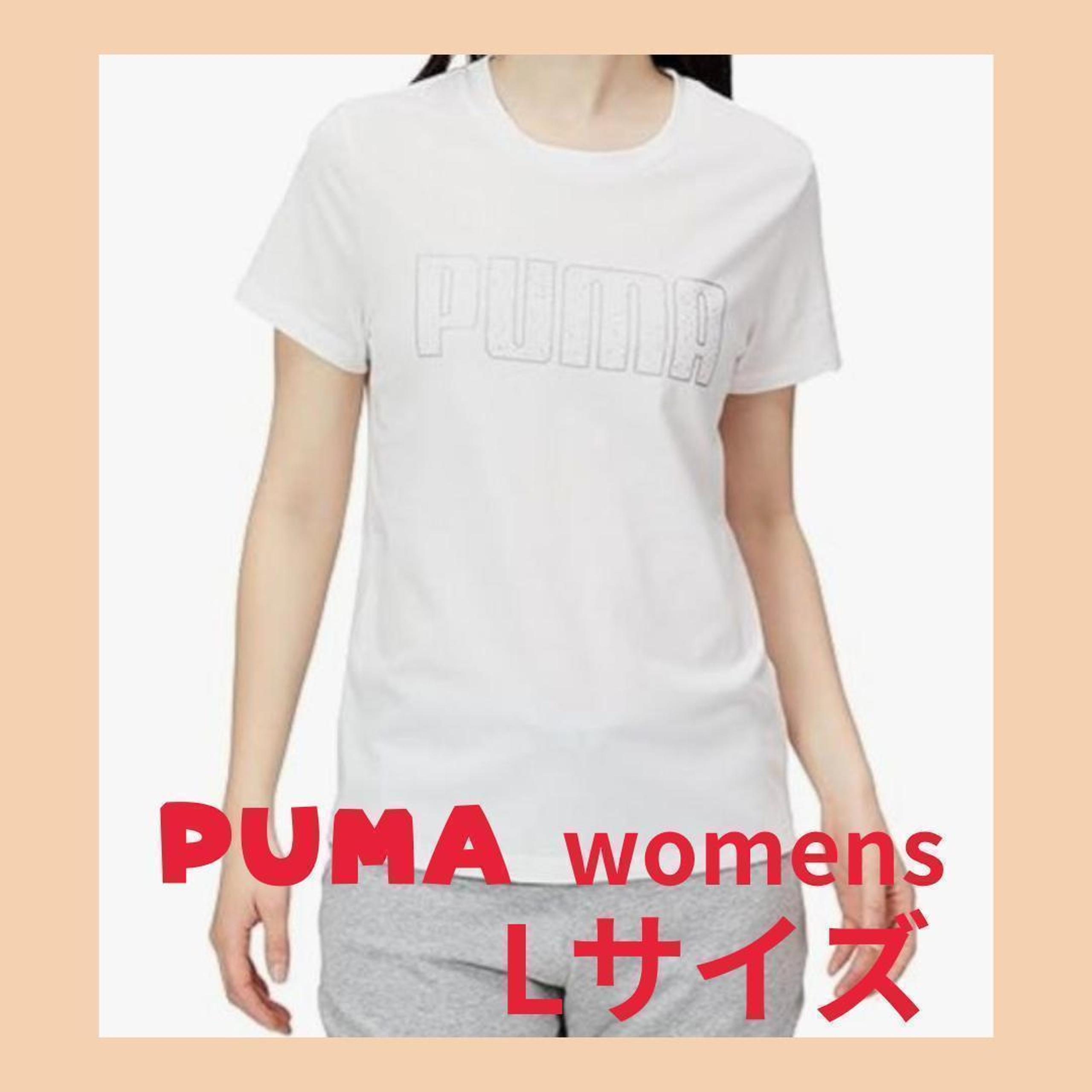 【Brand new, unused】Puma short-sleeved T-shirt, size L, metallic logo, white.