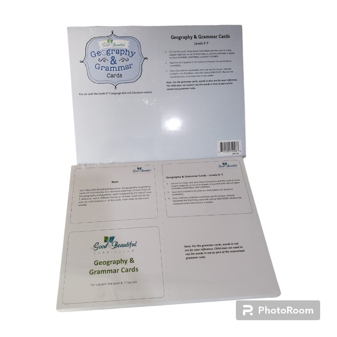 The Good And The Beautiful Grammar And Geography Cards Levels 4-7, 5 - 7 NEW