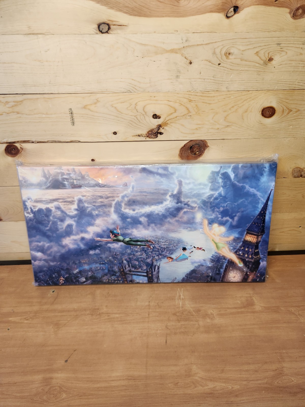 Disney Tinkerbell and Peter Pan Fly To Neverland Thomas Kinkade Canvas 31 x 16
