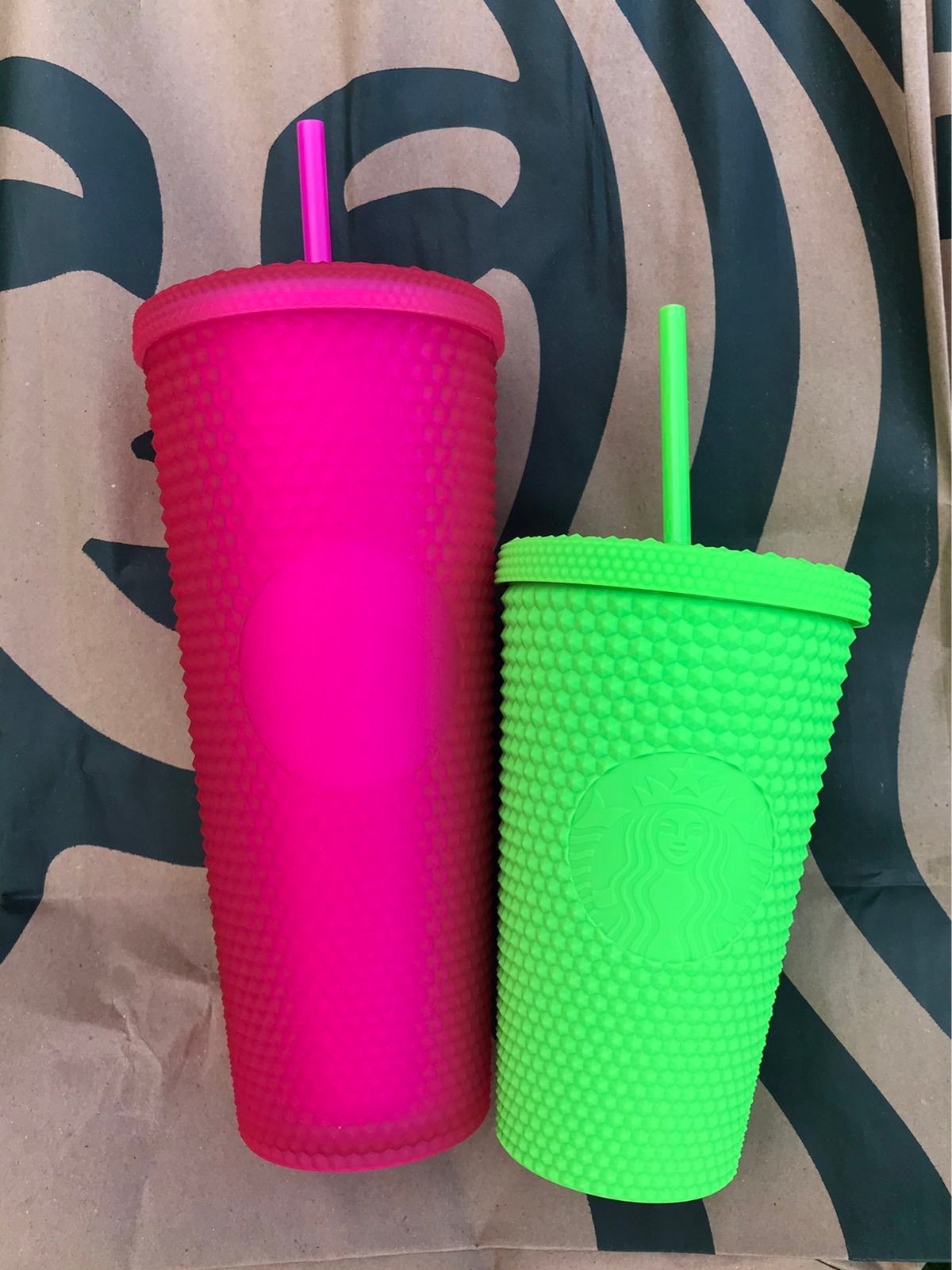 Starbucks Neon Pink & Green Tumblers