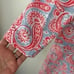 Gretchen Scott Paisley Print shift Dress Jersey Knit Red Light Blue Sz Large