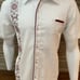 Medium 38 Guayabera Shirt White Linen Short Sleeve Maroon Embroidery