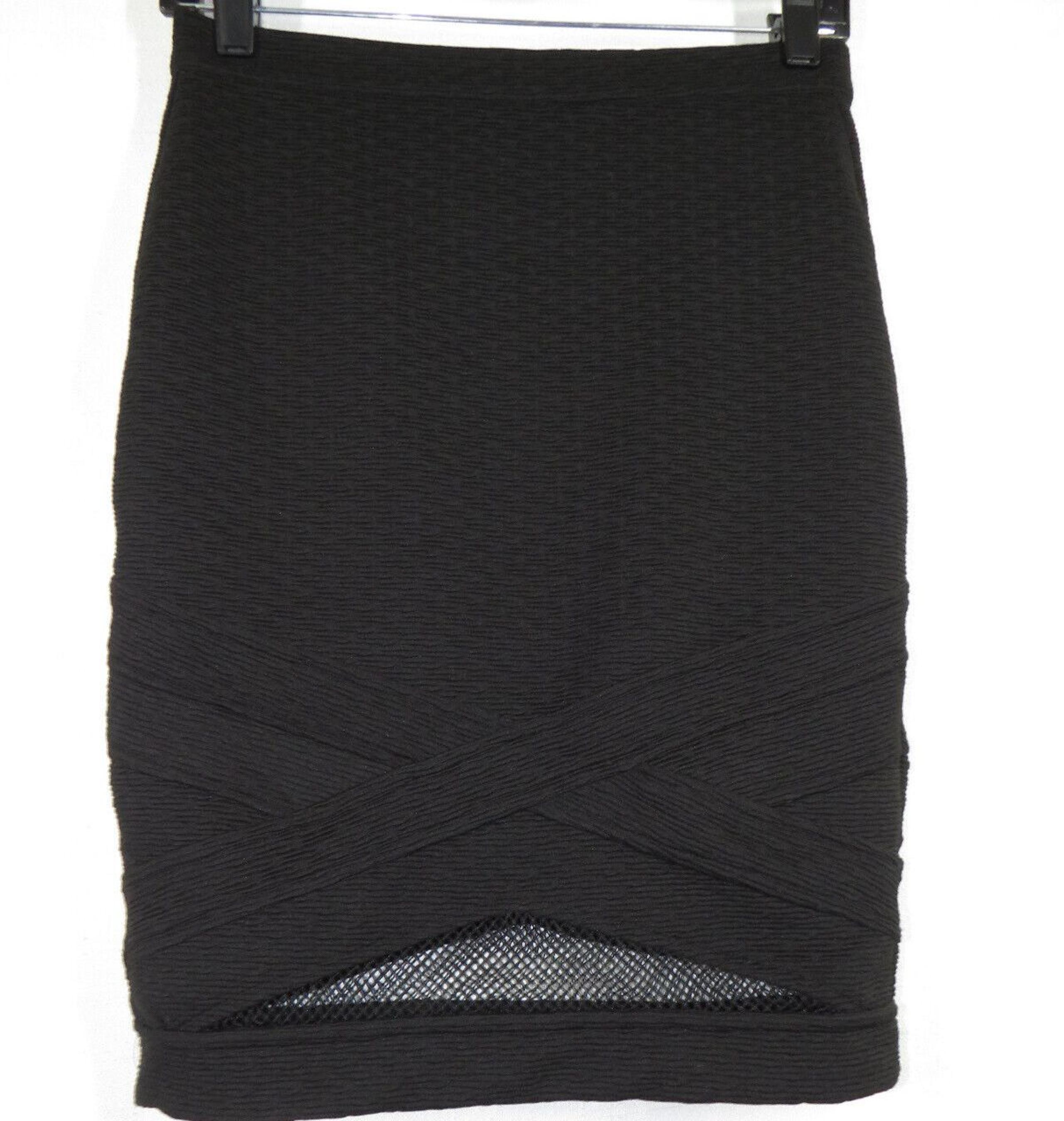 Forever 21 Women's Black Textured Mesh Inset Pencil Skirt Size M