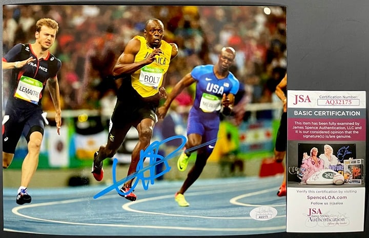 Usain Bolt Signed 2016 Summer Olympics Rio 8x10 Photo B Autograph JSA COA