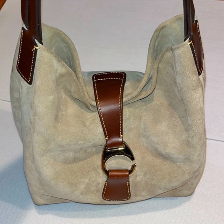 Dooney & Bourke suede tan hobo shoulder bag