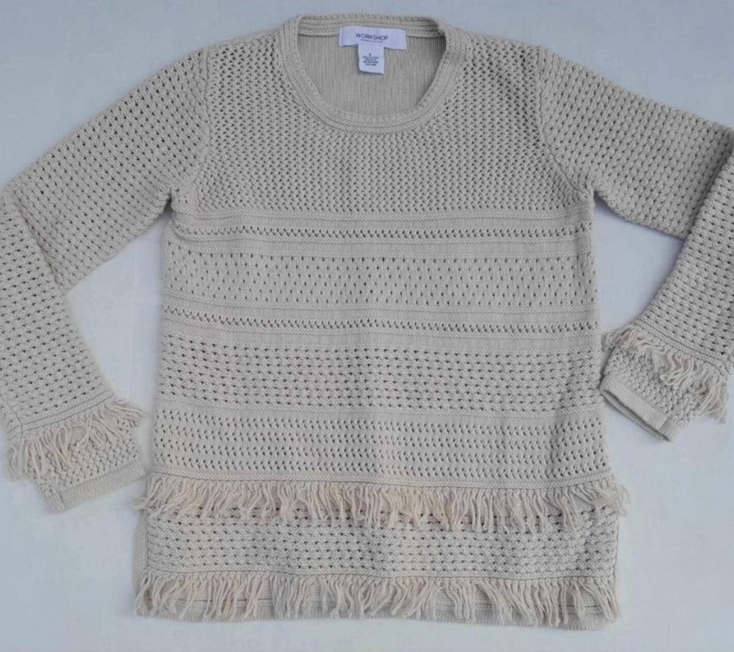 Workshop Republic Clothing Knit Fringe Crewneck Sweater Women’sSize Small