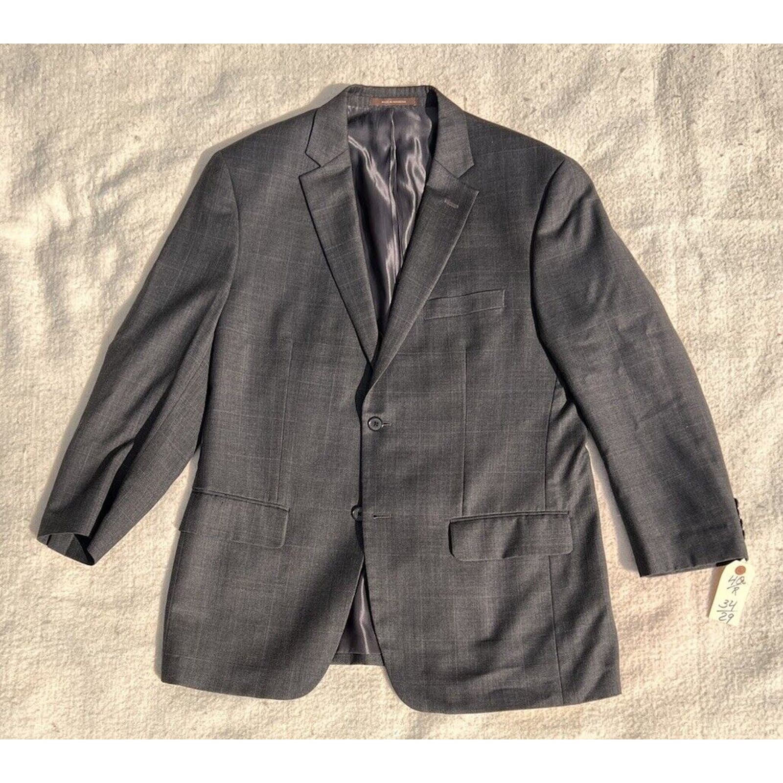 Tasso Elba 40R 34 x 29 Dark Gray Wool & Cashmere 2 Button Suit