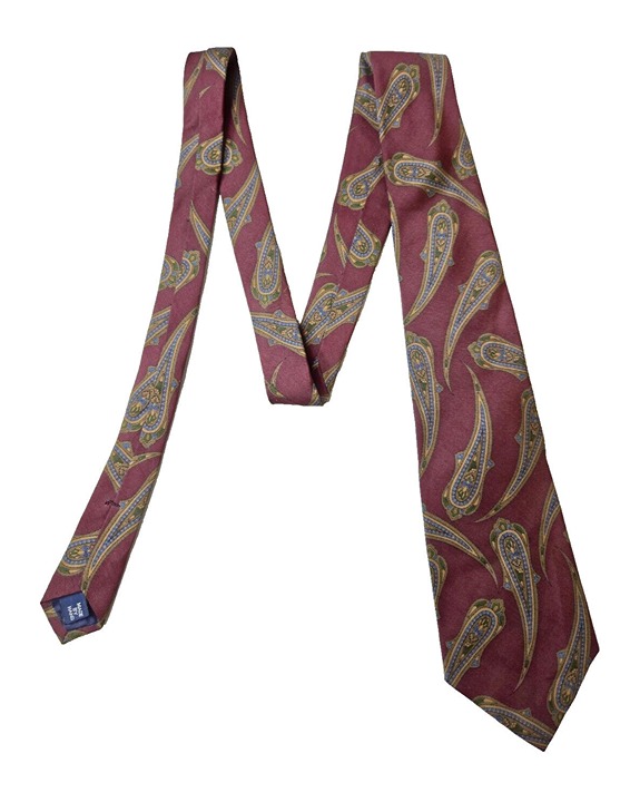 Polo Ralph Lauren Vintage Burgundy Red Paisley Silk Necktie Tie Handmade USA