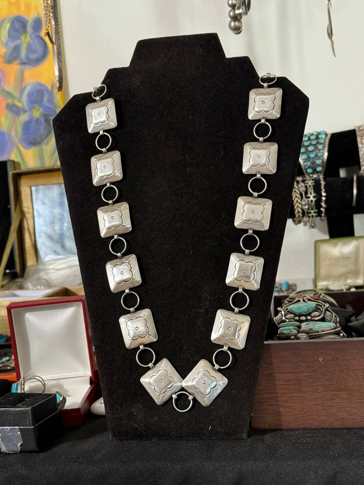 Sterling Silver concho necklace or belt 100 grams 30” vintage condition