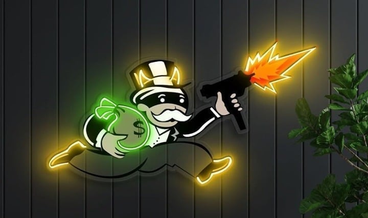 Fun Bright Running Shooting Monopoly Money Man LED Light Game Room Decor