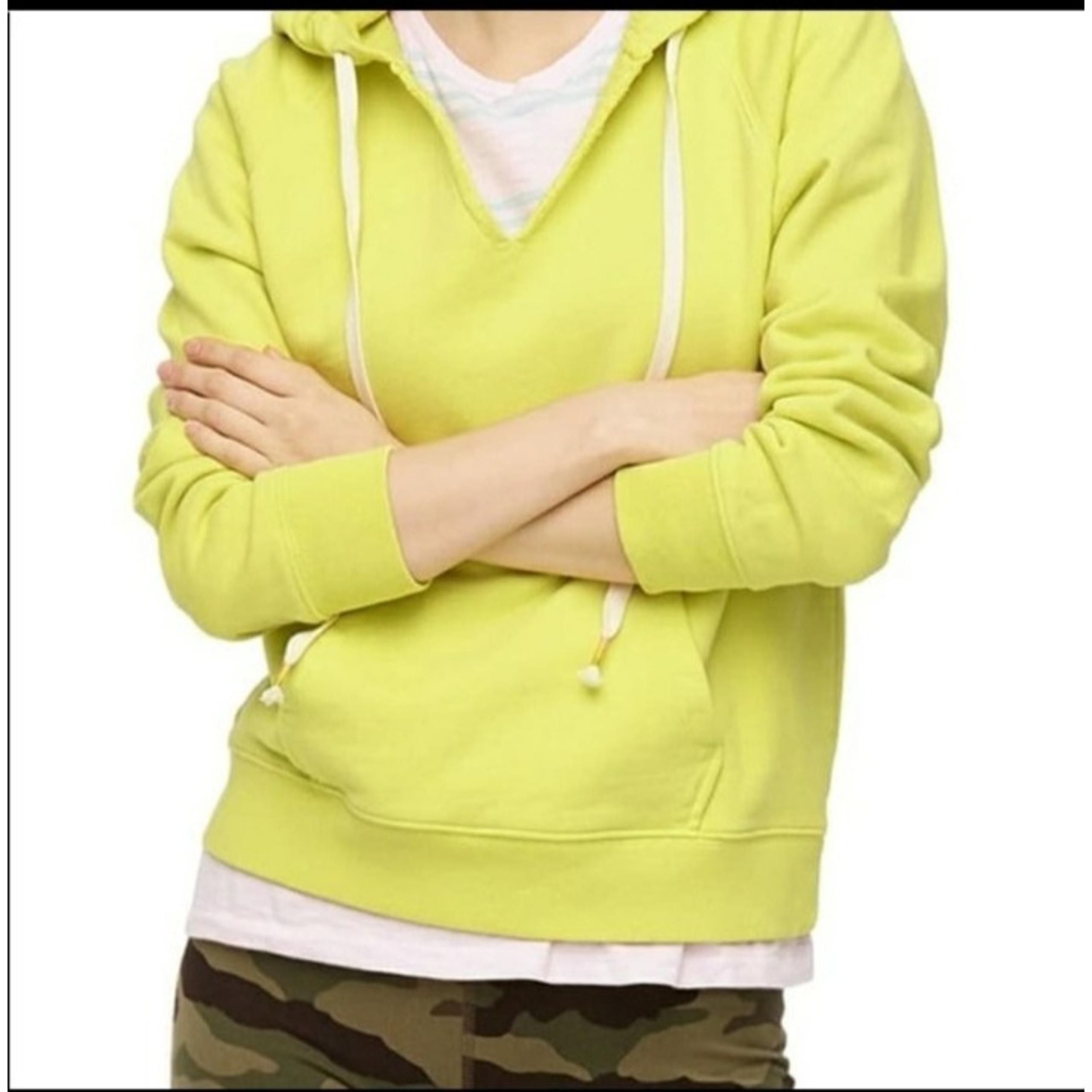 J.Crew Garment Dyed V-Neck Lime Green Hoodie