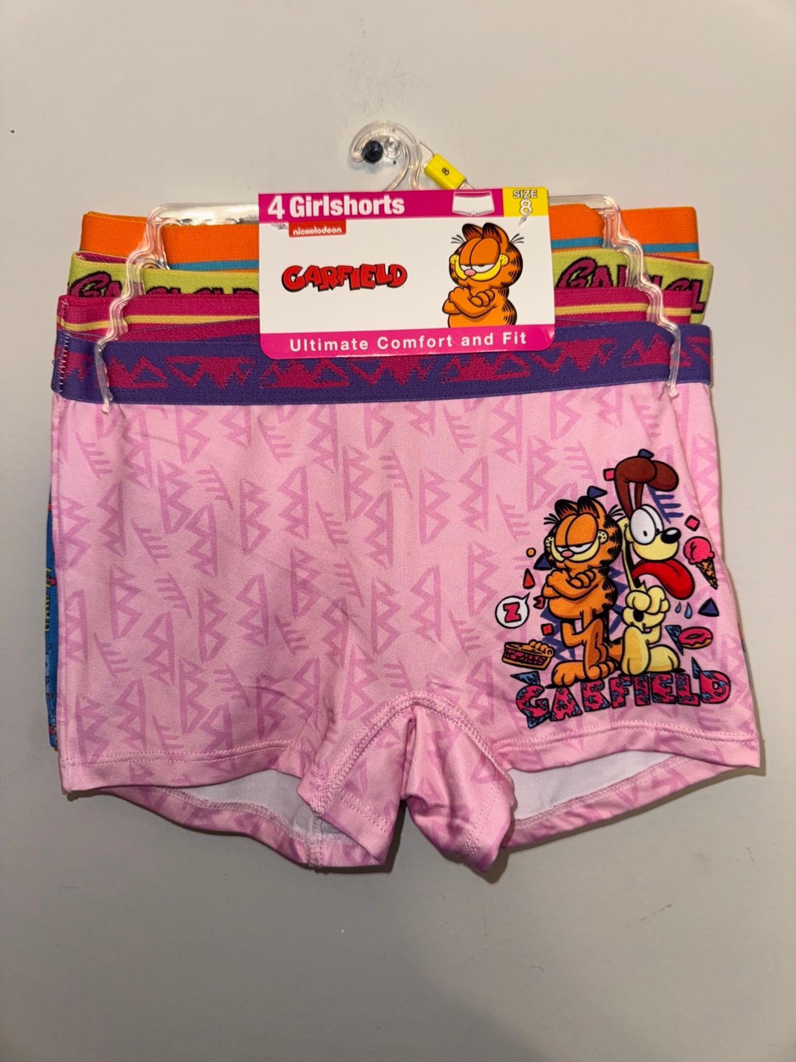 Nickelodeon Garfield 4 Pack Girl shorts Size 8