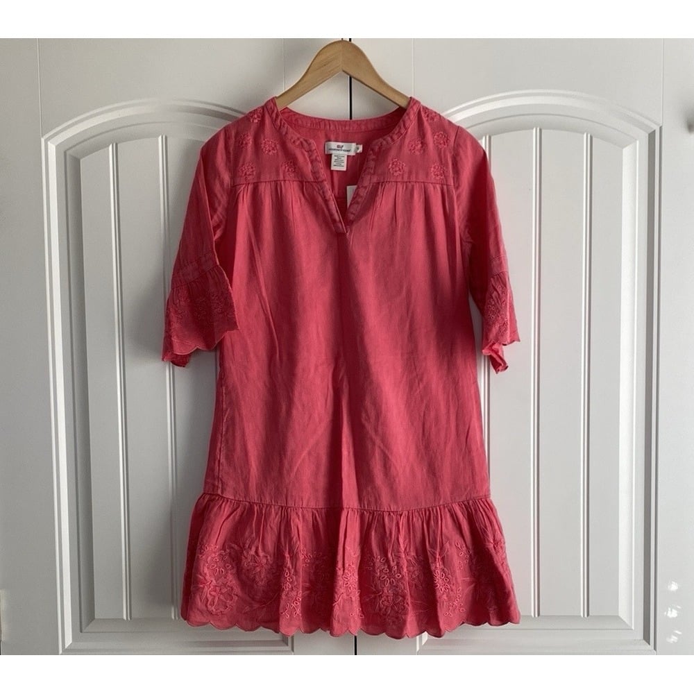 Vineyard Vines NWT Women's Paradise Pink Flutter Sleeve Linen Blend Dress Size 0