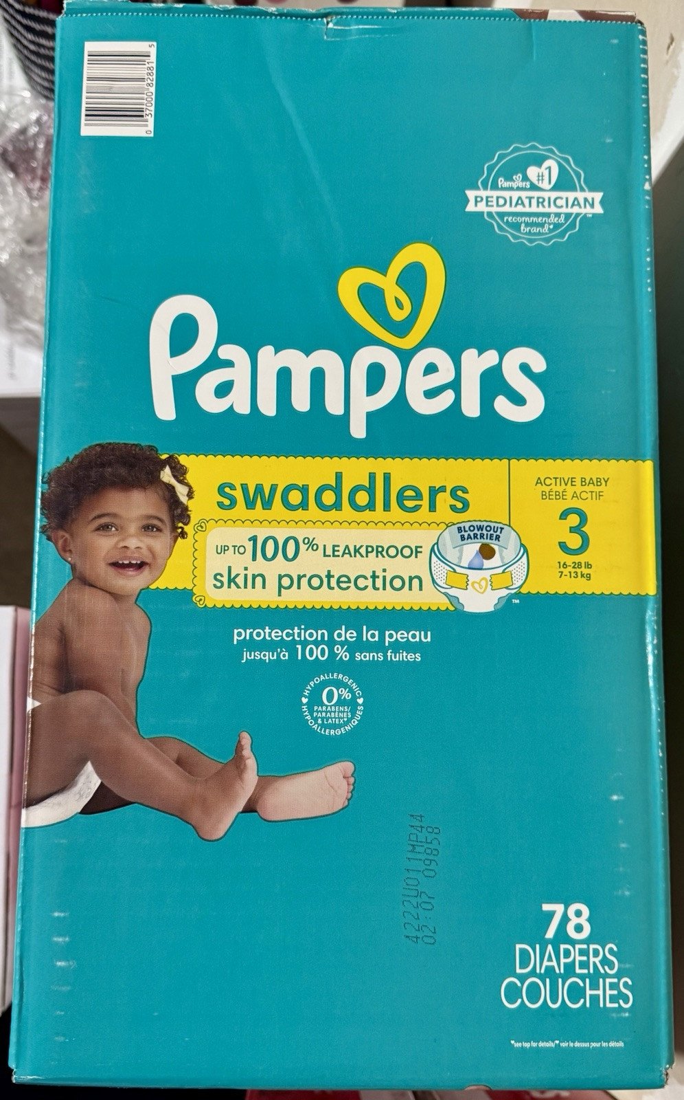 Pampers Swaddlers - Size 3, 78 Count, Ultra Soft Baby Diapers 100% Leak Proof