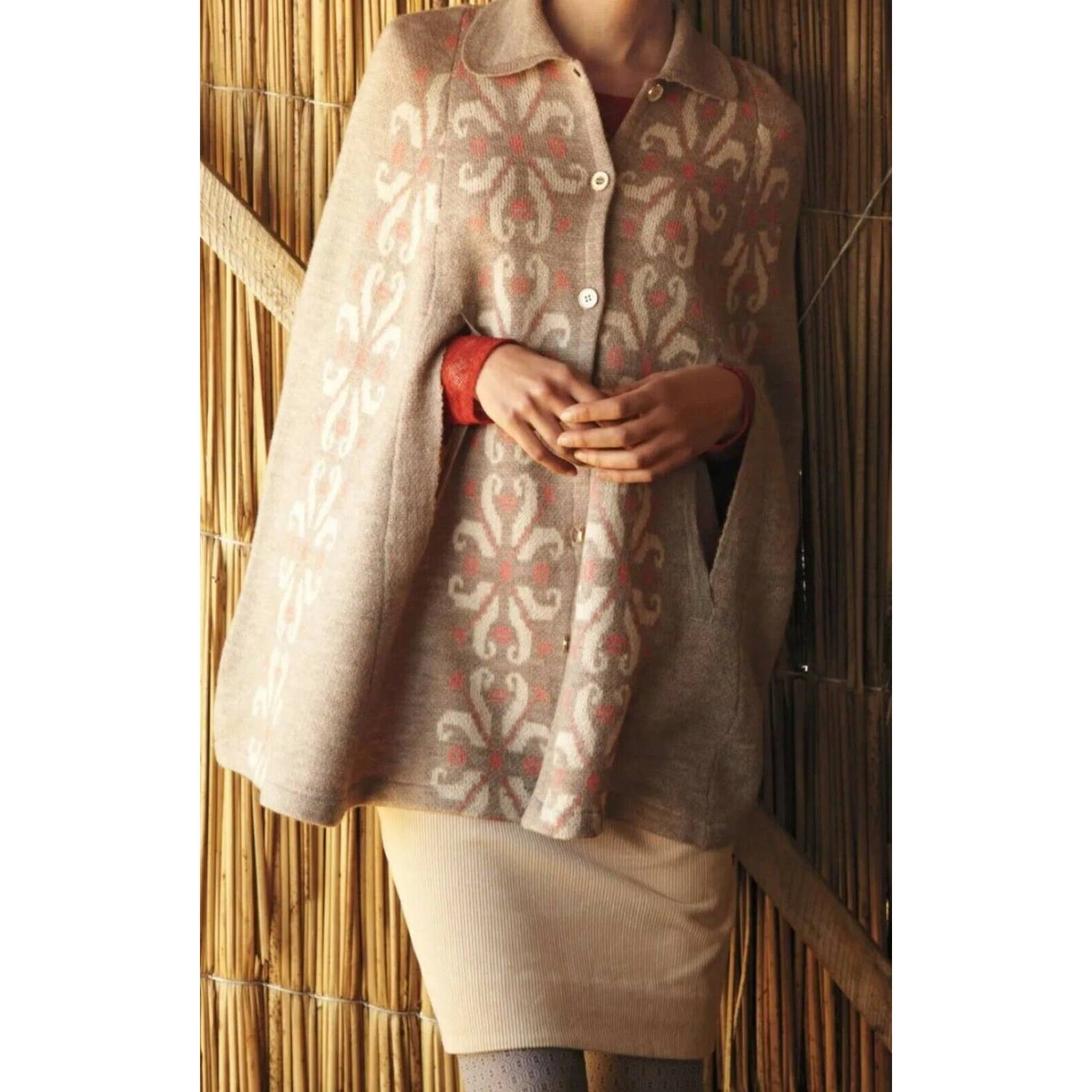 Madchen Flowering Pompona Sweater Cape Cardigan ANTHROPOLOGIE Women's Size S