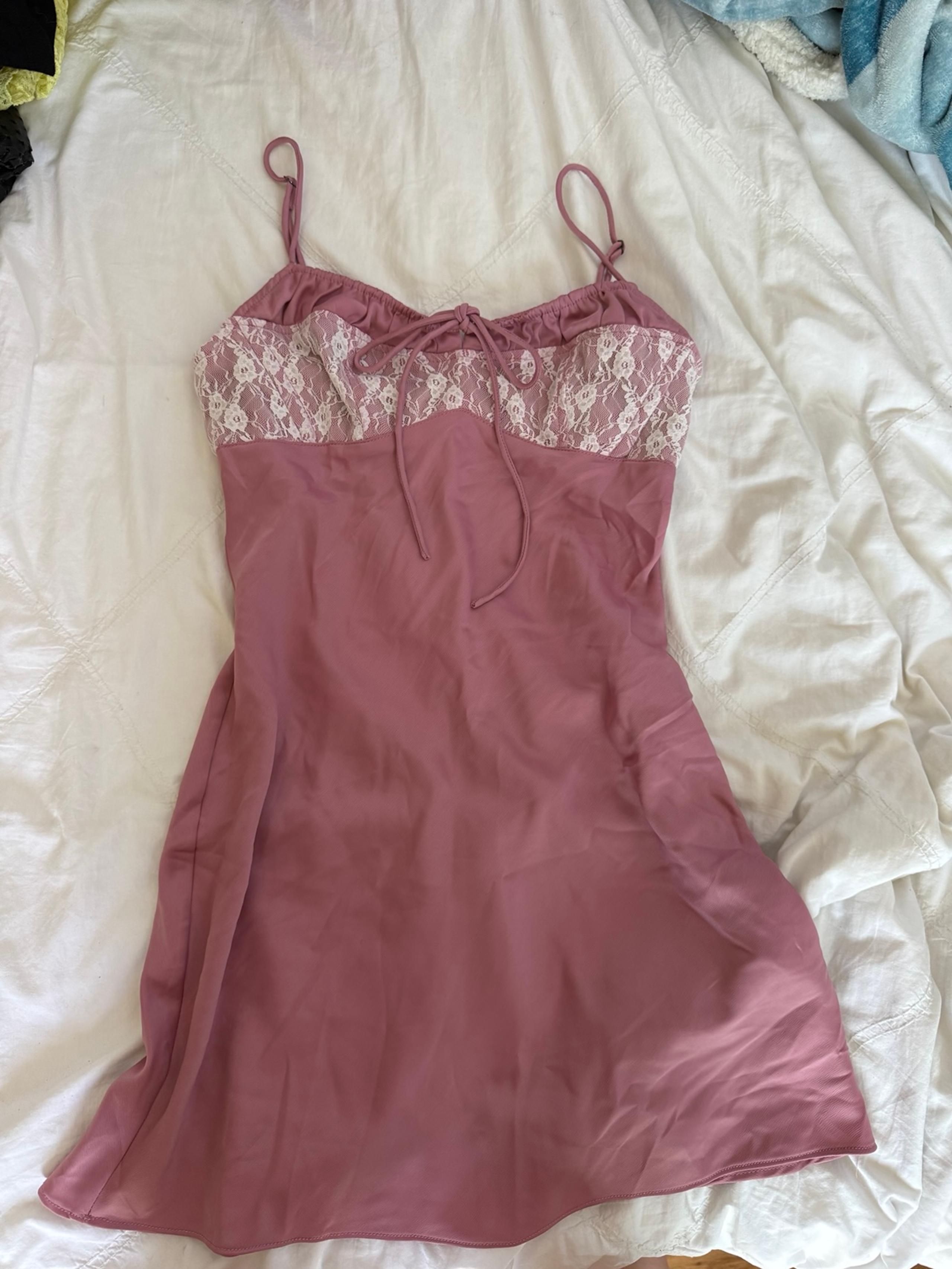 Pink Silk Lace Mini Dress by Urban Outfitters