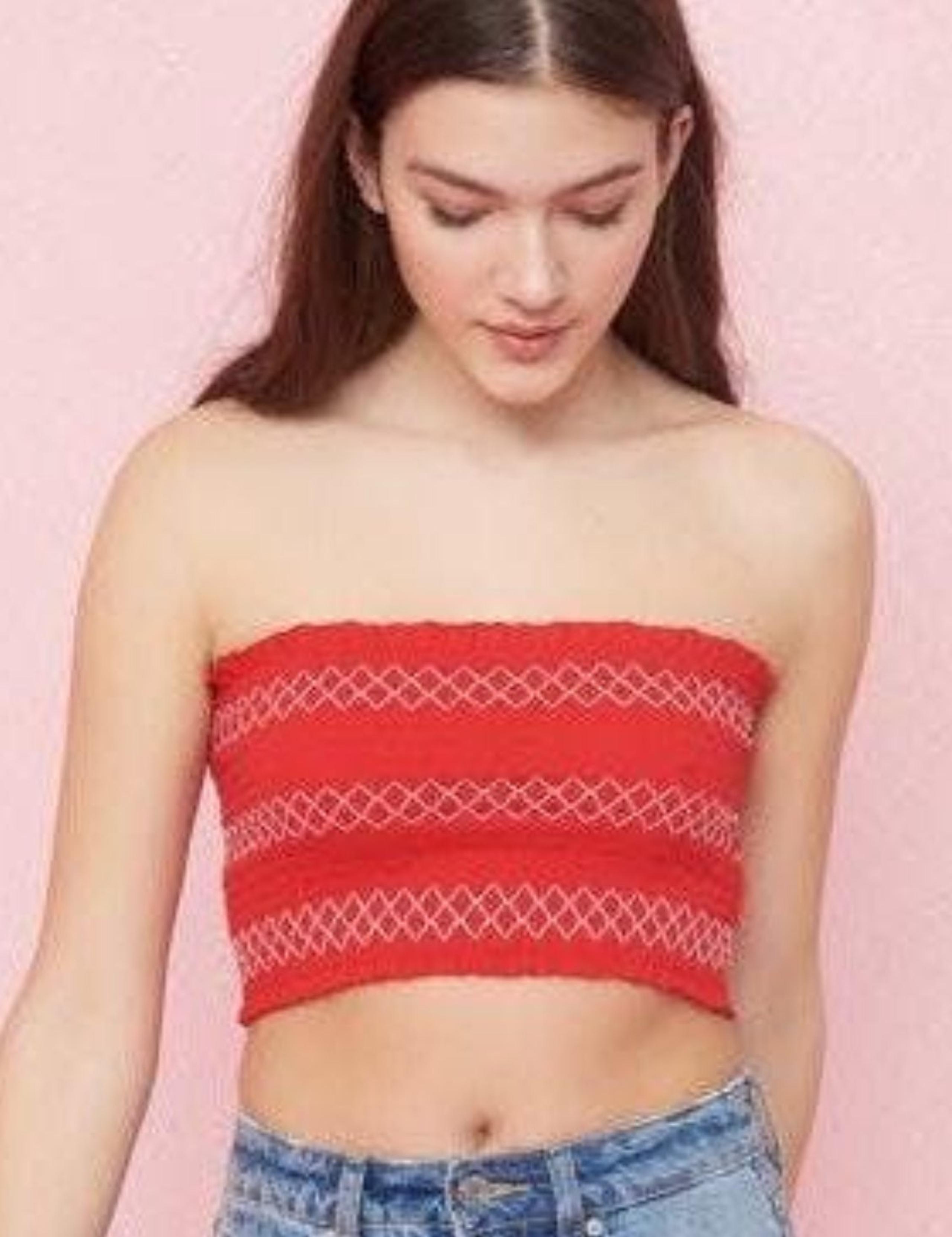 Red smocked Tube Top