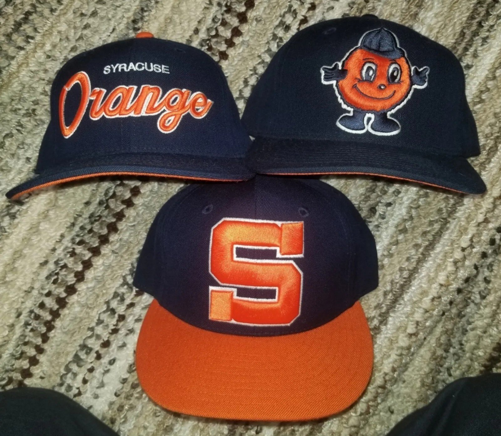 3 Syracuse Orangle Hats By Mitchell & Ness Fitted 7 3/8