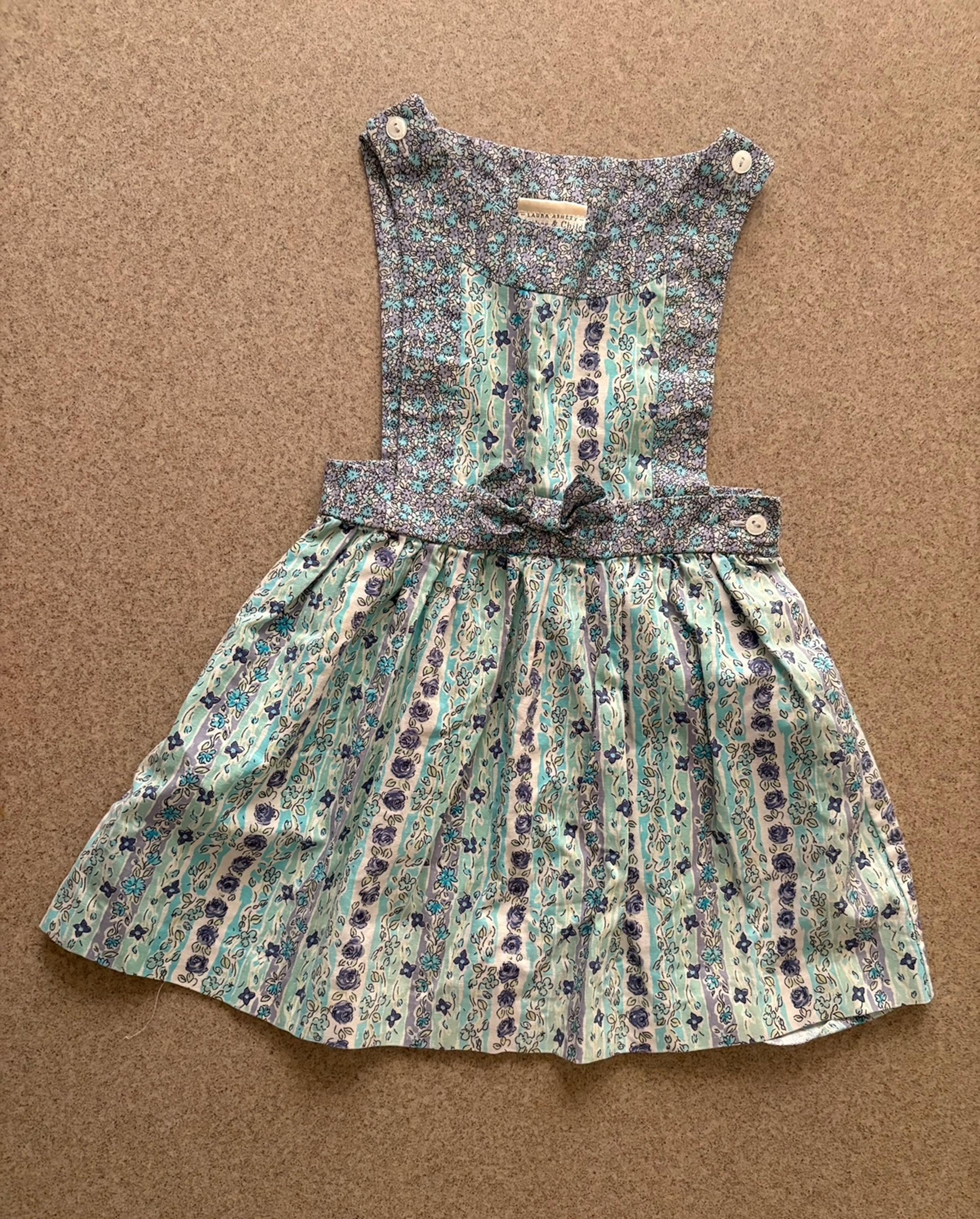 Vintage Laura Ashley Floral Overall Dress Size 18-24 Months