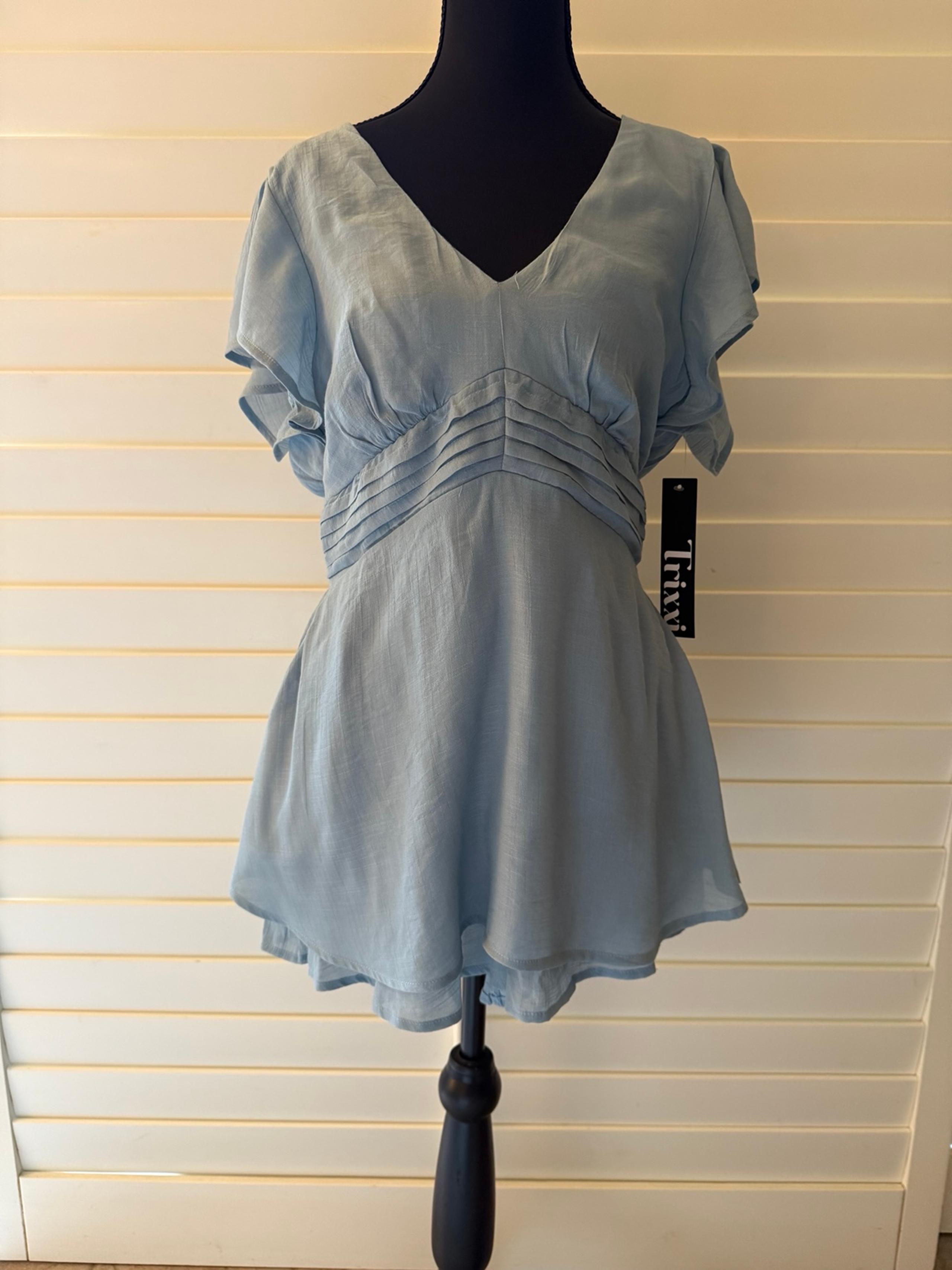 Trixxi Sky Blue V-Neck Romper