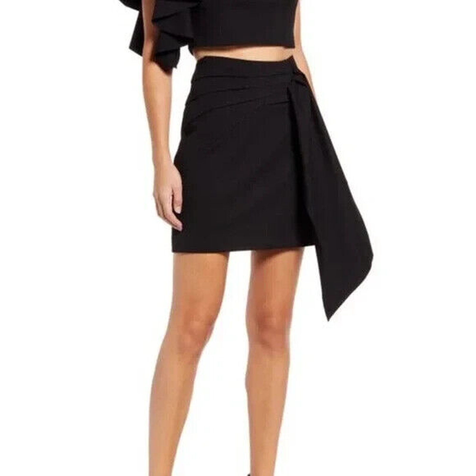 Elliatt NWT Body-Con Sash and Pleats Mini Skirt Black Size XL