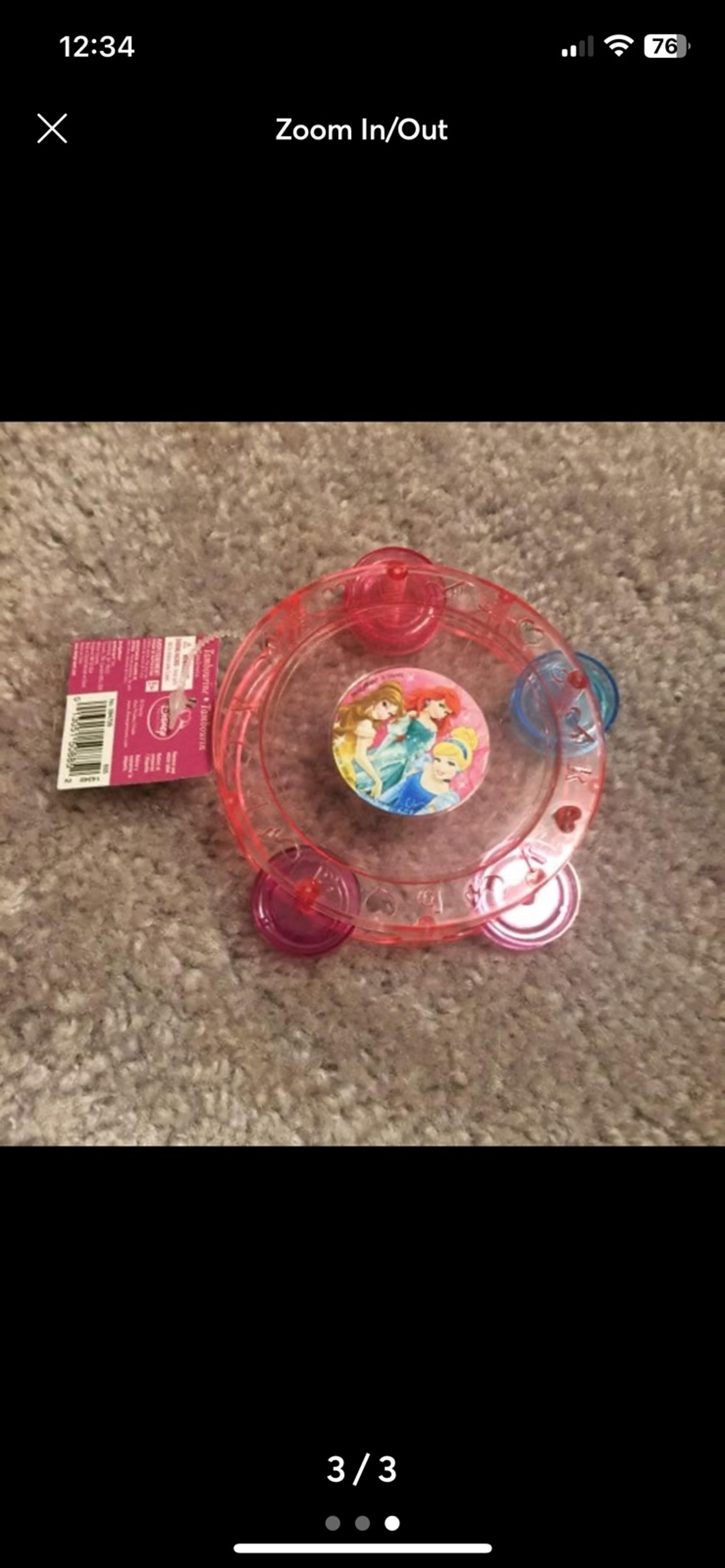 Pink Disney Princess Tambourine Toy Girls Accessory Percussion Music Instrument