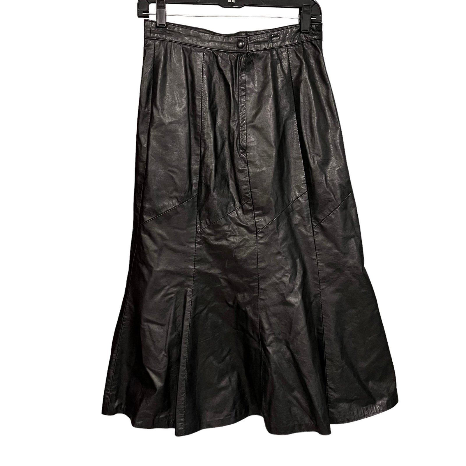 Northside Fashions Flared 80s Vintage A-line Leather Skirt Punk Western Goth