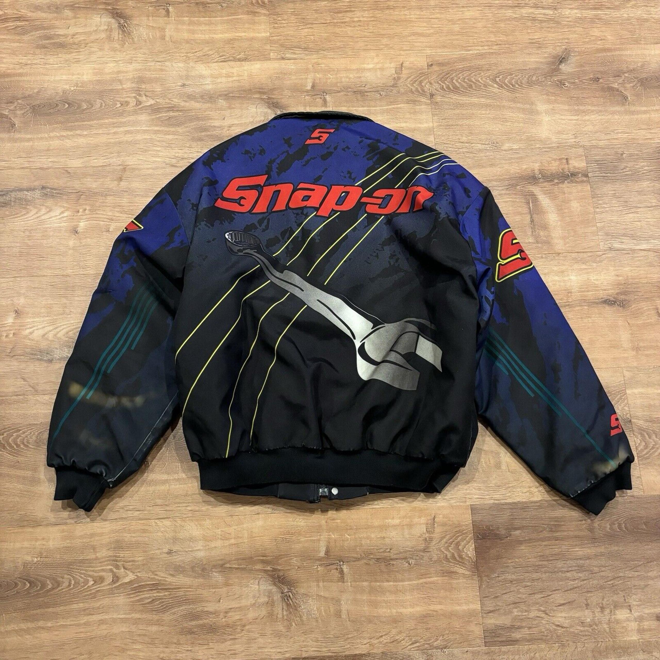 Vintage Snap-On Tools Jacket Racing Bomber Full Zip AOP Mens XL Varsity Nascar