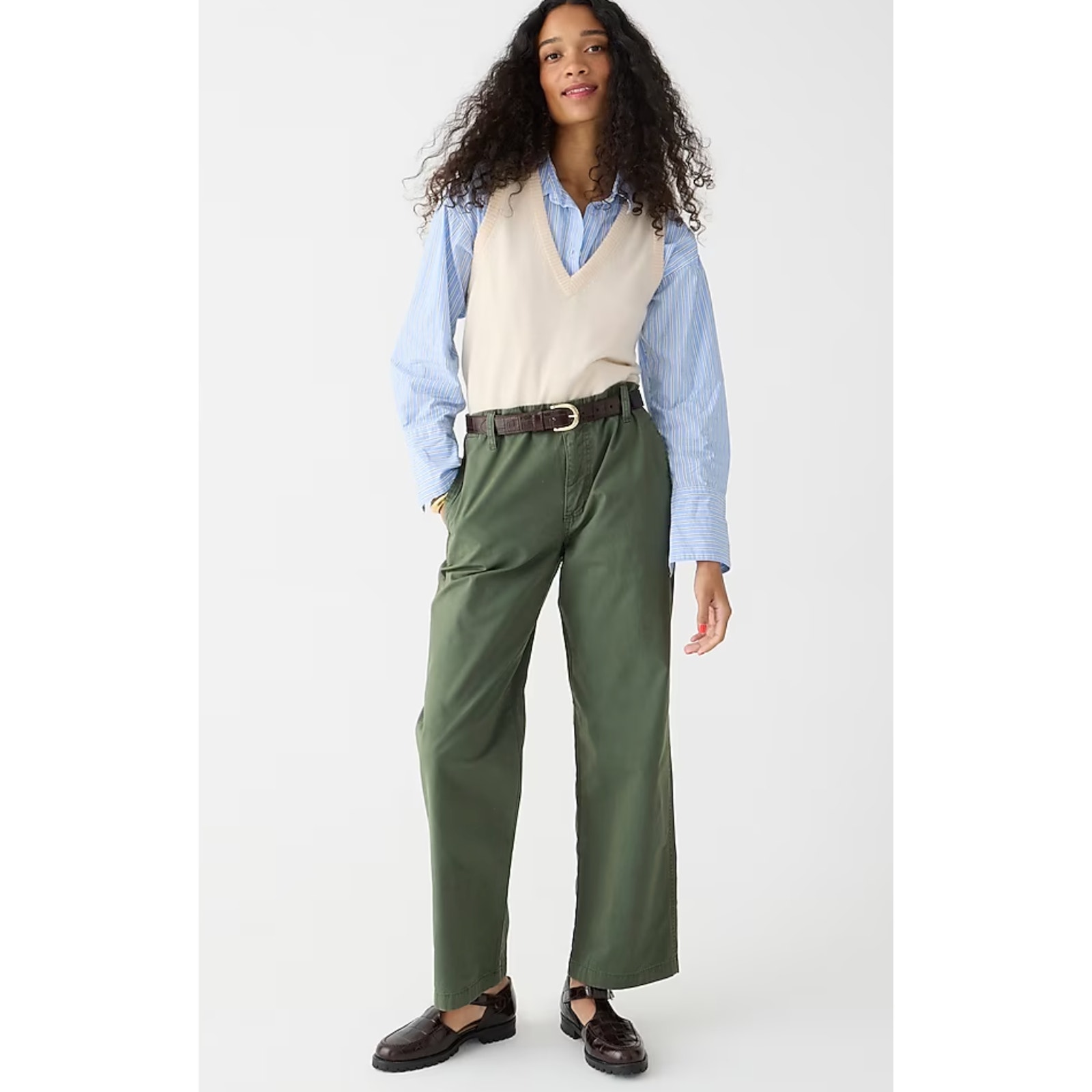 NWT J. Crew Sailor Chino Heritage Pant 29 Olive Green J.Crew Wide Leg BP499