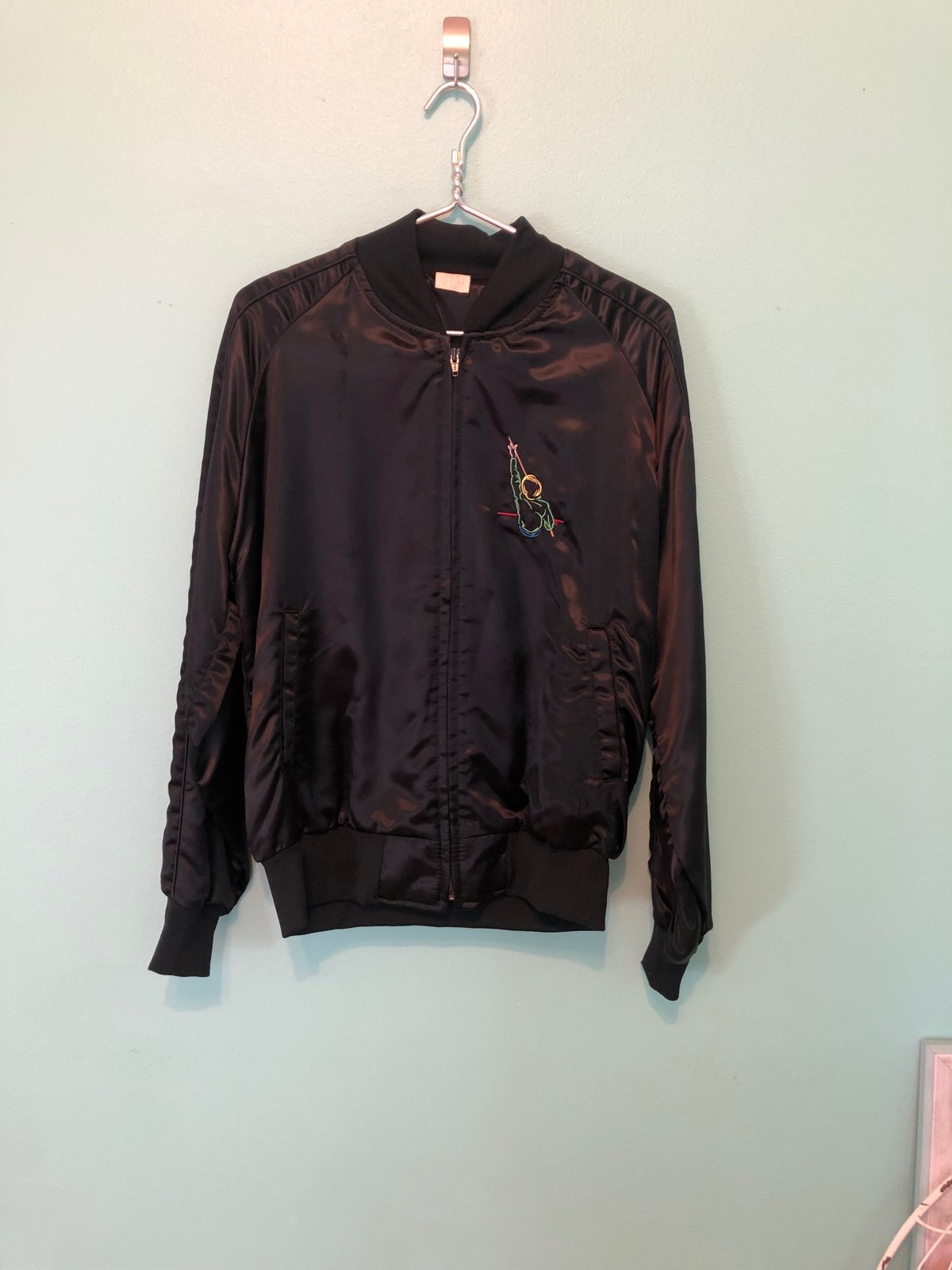 Vintage Embroidered Pool Player Satin Jacket