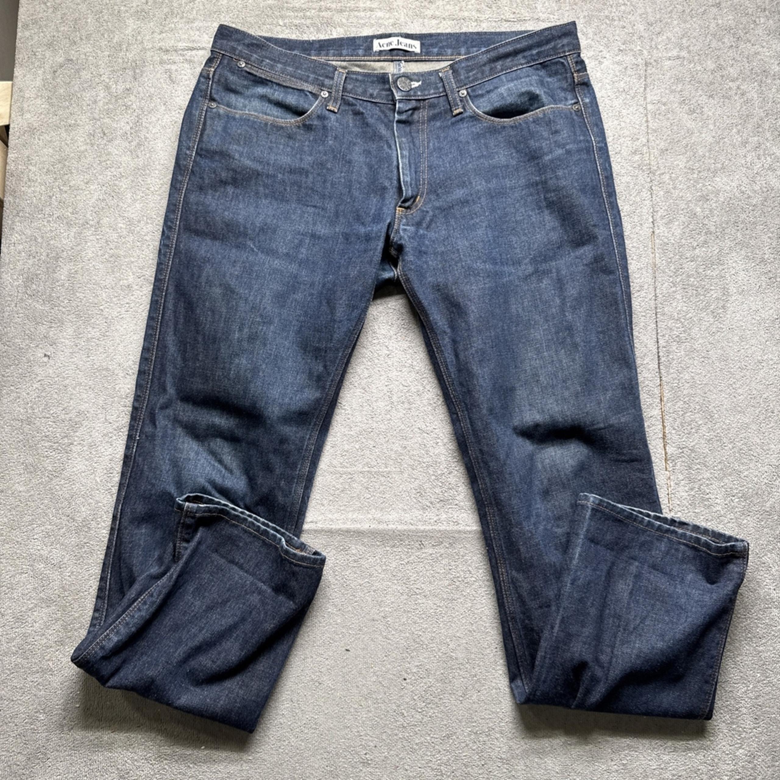 Acne Jeans Max Raw Denim Men's 34x32 Slim Fit Dark Wash Sweden Rigid Minimalist