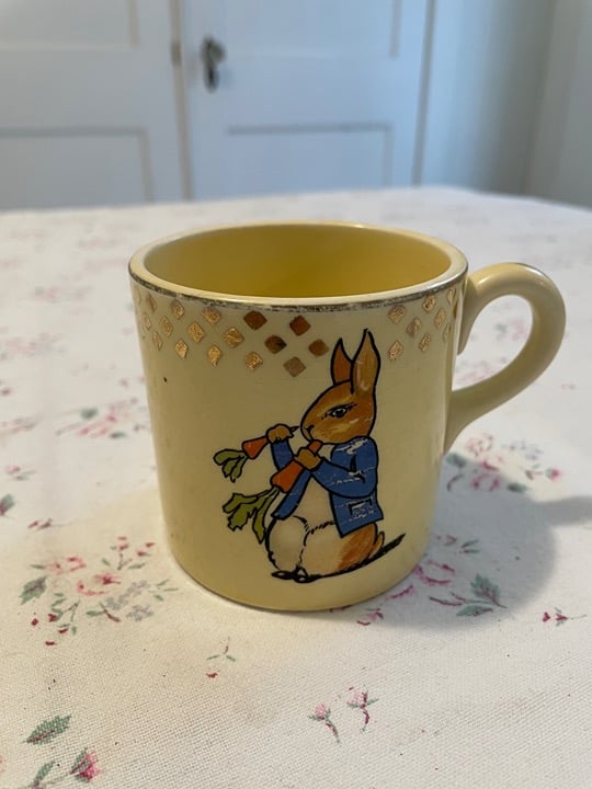 Vintage Edwin M Knowles Rabbit & Puppy Drink Mug Cup